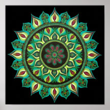 Elegant Green Mandala | Bohemisch Zen Minimalistis