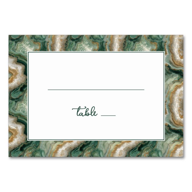 Elegant Green Marbled Waves Tischnummer (Vorderseite)