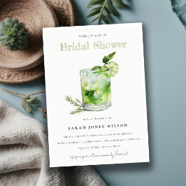 Elegant Green Margarita Cocktail Bridal Shower Einladung