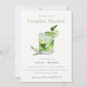 Elegant Green Margarita Cocktail Paare Dusche Einladung