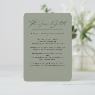 Élégant Green Mariage Détails Carte de boîtier