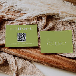 Elegant Green Minimalist QR Code Wedding RSVP Karte