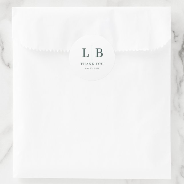 Elegant Green Minimalist Thank You Runder Aufkleber (Tasche)