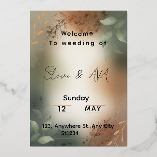 Elegant Green Minimalist Wedding Invitation Folieneinladung