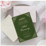 Elegant Green Nikah Islamische Hochzeit Einladung<br><div class="desc">Nikah Islamische Einladung zur Hochzeit. Dies ist eine elegante dunkelgrüne Karte mit einem goldenen klassischen Script-Schriftart auf der Vorderseite. In der Ecke des Rahmens befindet sich ein luxuriöses Vintages Scrollfigree. Bearbeiten Sie auch die Kartenfarbe und den Schriftart, die Größe und die Farbe. Machen Sie diese Karte einzigartig, indem Sie den...</div>
