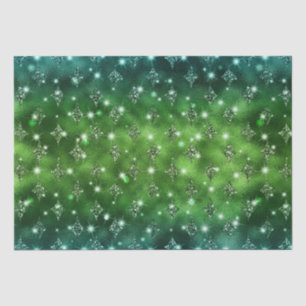 Elegant Green Ombre Glitzer Celestial Pattern Seidenpapier