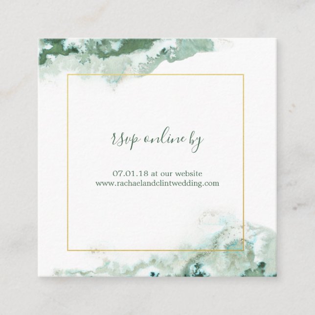 Elegant Green Ombre Marble Wedding RSVP Cards Begleitkarte (Vorderseite)