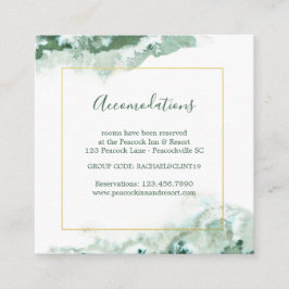 Elegant Green Ombre Marmor Hochzeitsunterkunft Begleitkarte