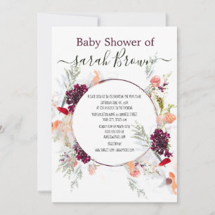 ELEGANT GREEN, ORANGE, RED & WINE BABY DUSCHE EINLADUNG