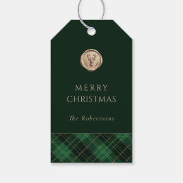Elegant Green Plaid Merry Christmas Personalized Geschenkanhänger