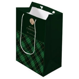 Elegant green plaid personalized mittlere geschenktüte