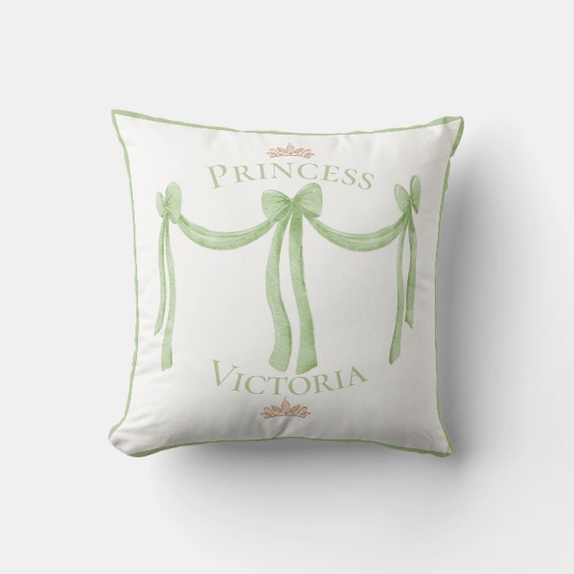 Elegant Green Princess Name Crowns Satin Girly Kissen (Vorderseite)