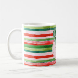 Elegant Green Red Stripes Ribbon Weihnachten Kaffeetasse