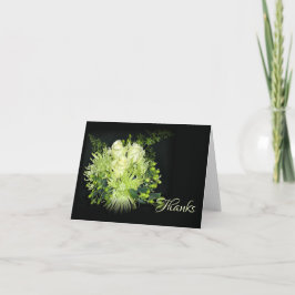 Elegant Green Rose Bouquet Wedding Dankeskarte