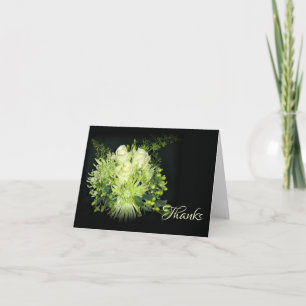 Elegant Green Rose Bridal Bouquet Vielen Dank Dankeskarte