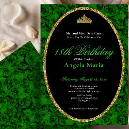 Elegant Green Rose Floral 18th Birthday Debut Einladung