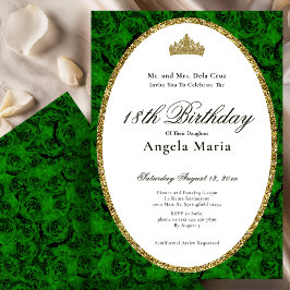 Elegant Green Rose Floral 18th Birthday Debut Einladung