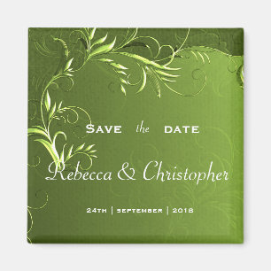 Elegant Green Save the Date Magnet
