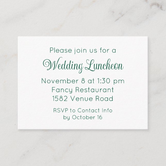 Elegant Green Script Wedding Event Invitation (Devant)