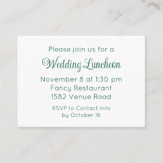 Elegant Green Script Wedding Event Invitation Begleitkarte