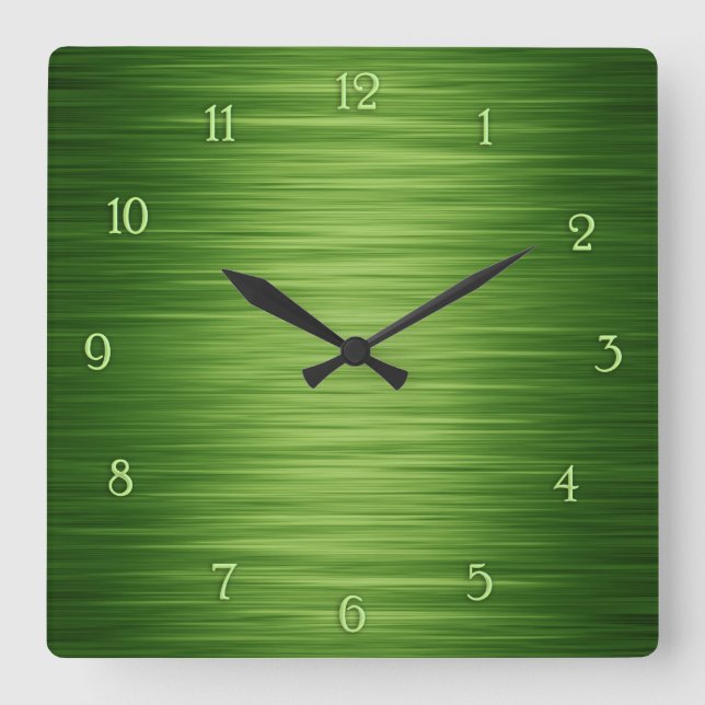 Elegant green shaded wall clock quadratische wanduhr (Vorderseite)