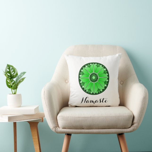 Elegant Green Spiritual Mandala Namaste Kissen (Stuhl )
