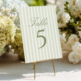 Elegant Green Stripes Wedding Table Number Einladung