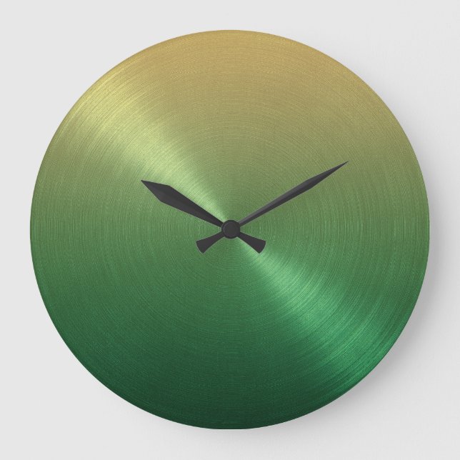 Elegant Green to Gold Ombre Gradient Große Wanduhr (Vorderseite)