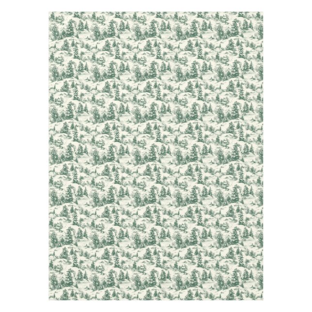 Elegant Green Toile Französisch Land Weihnachten Tischdecke (Vorderseite)