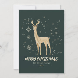 Elegant Green und Gold Rentier Frohe Weihnachten