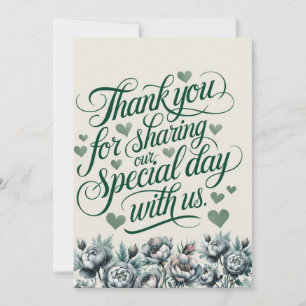 Elegant Green und Gray Bouquet Dankeschön-Karte Einladung