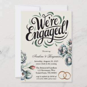 Elegant Green und Gray Bouquet Wir sind Verlobt Einladung