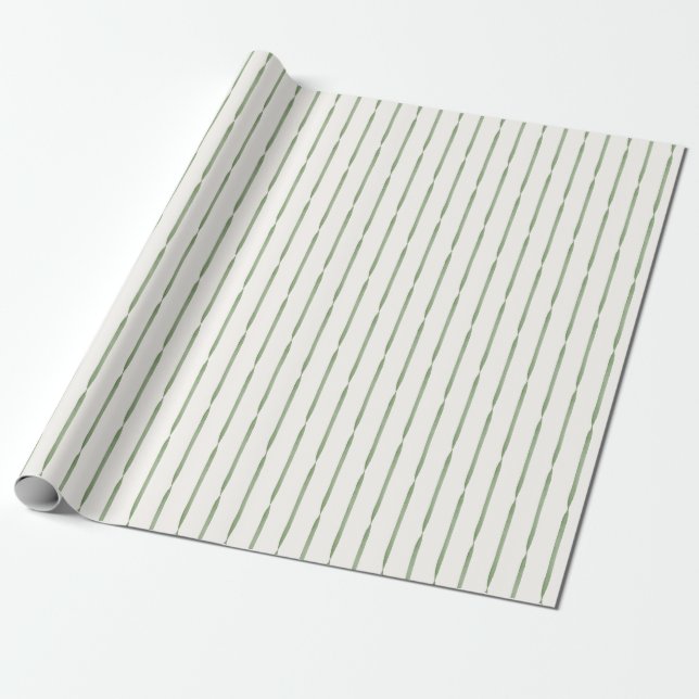 Elegant Green Watercolor Ribbon Stripes Geschenkpapier (Ungerollt)