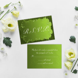 Elegant Green Wedding RSVP Karte