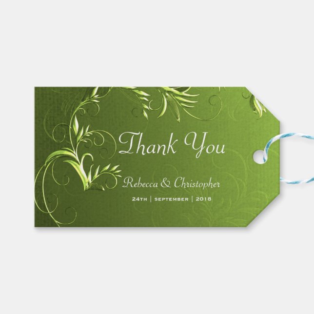 Elegant Green Wedding Vielen Dank Geschenkanhänger (Vorderseite (Horizontal))