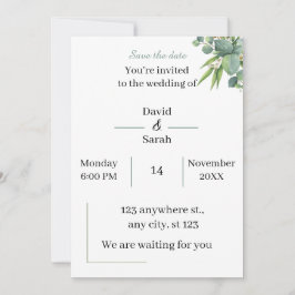 Elegant Green White Wedding Einladung