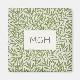 Elegant Green Willow Blätter Monogram Magnet