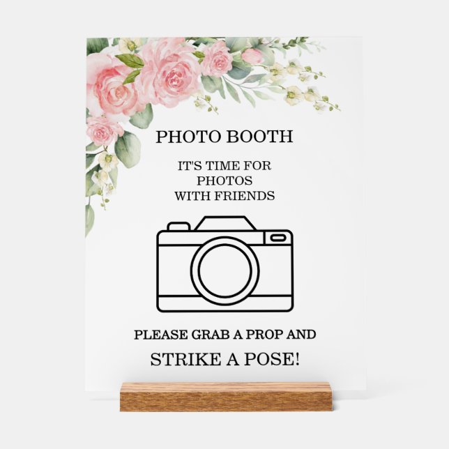 Elegant Green Winter Botanical Wreath Photo Booth  Acrylschild (Vorderseite)