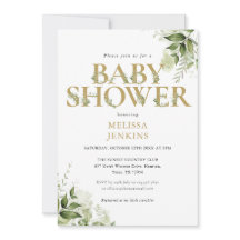 Elegant Greenerage Foliage Gold Letter Baby Shower