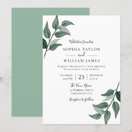 Elegant Greenerity Blätter Spring Wedding Einladung