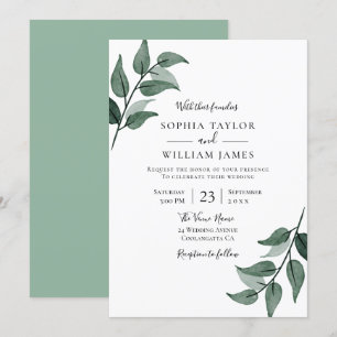 Elegant Greenerity Blätter Spring Wedding Einladung