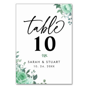 Elegant Greenerity Blume Script Wedding Tischnummer