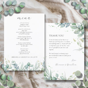 Elegant Greenerity Budget Wedding Vielen Dank und Menükarte