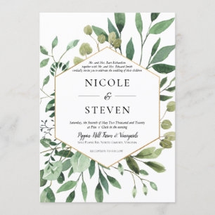 Elegant Greenerity Gold Frame Wedding Einladung