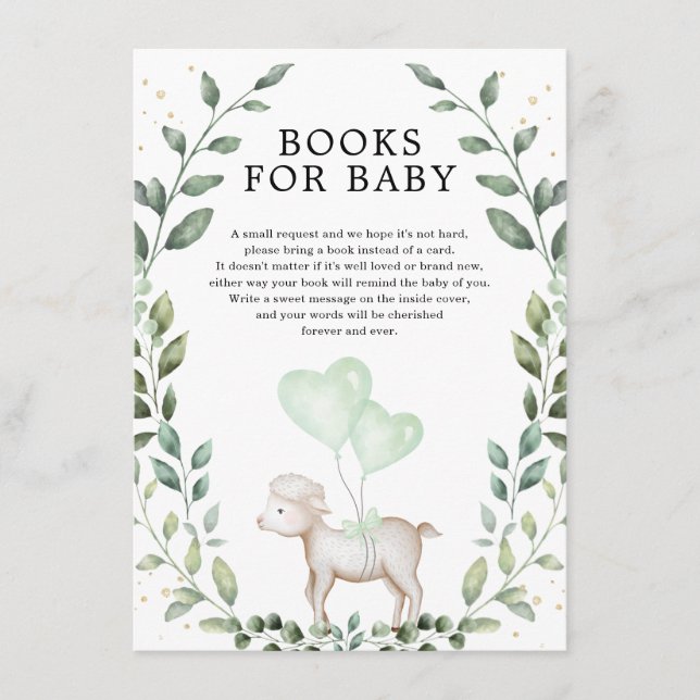 Elegant Greenerity Lamb Spring Sheep Books for Bab Begleitkarte (Vorderseite)