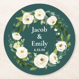 Elegant Greenerity Personalisiert Names Green Wedd Runder Pappuntersetzer