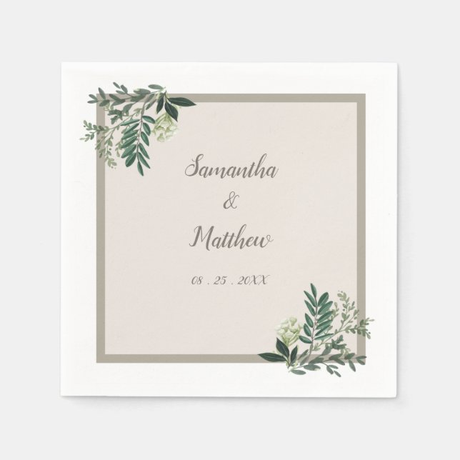 Elegant Greenerity Personalisiert Wedding Serviette (Vorderseite)