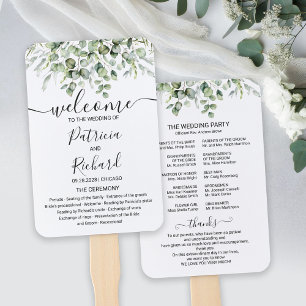 Elegant Greenerity Wedding Program Hand Fan Fächer
