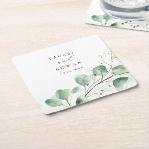 Elegant Greenerity Wedding Rechteckiger Pappuntersetzer