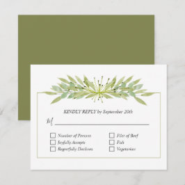 Elegant Greenerity Wedding RSVP Karte